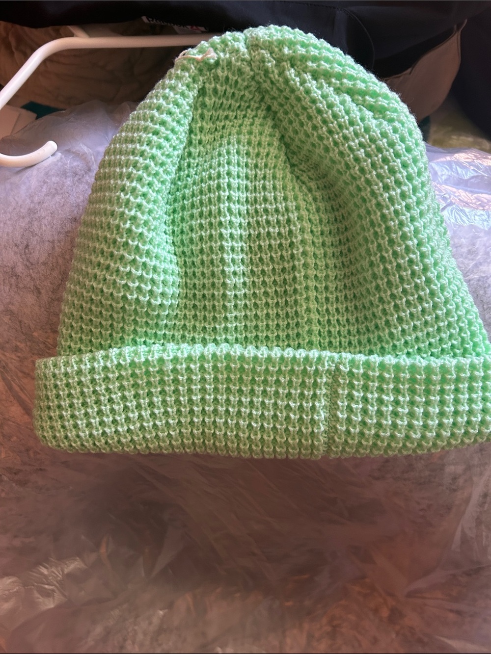 Patagonia Kids Knit Beanie in Mint Green - Waffle Texture
